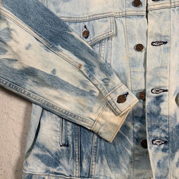 Levis Denim Jacket Adult Large Blue Acid Wash Dark 70507-0214 Distressed 80s 90s - Picture 4 of 9